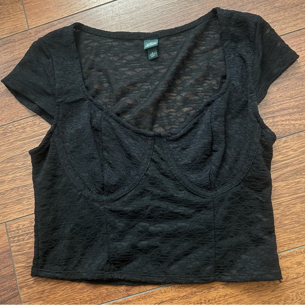 Black Lace Crop Top Size M